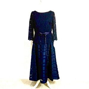 Alex Evenings Dark Blue Formal Midi Dress, NWT, Mother of Bride, Formal Size 14